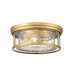 Z-Lite Clarion 3 Light Flush Mount, Rubbed Brass/Clear - 493F3-RB