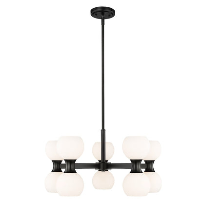 Z-Lite Artemis 10 Light Chandelier, Matte Black/Matte Opal - 494-10MB