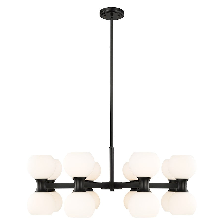 Z-Lite Artemis 16 Light Chandelier, Matte Black/Matte Opal - 494-16MB