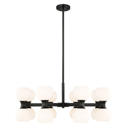 Z-Lite Artemis 16 Light Chandelier, Matte Black/Matte Opal - 494-16MB