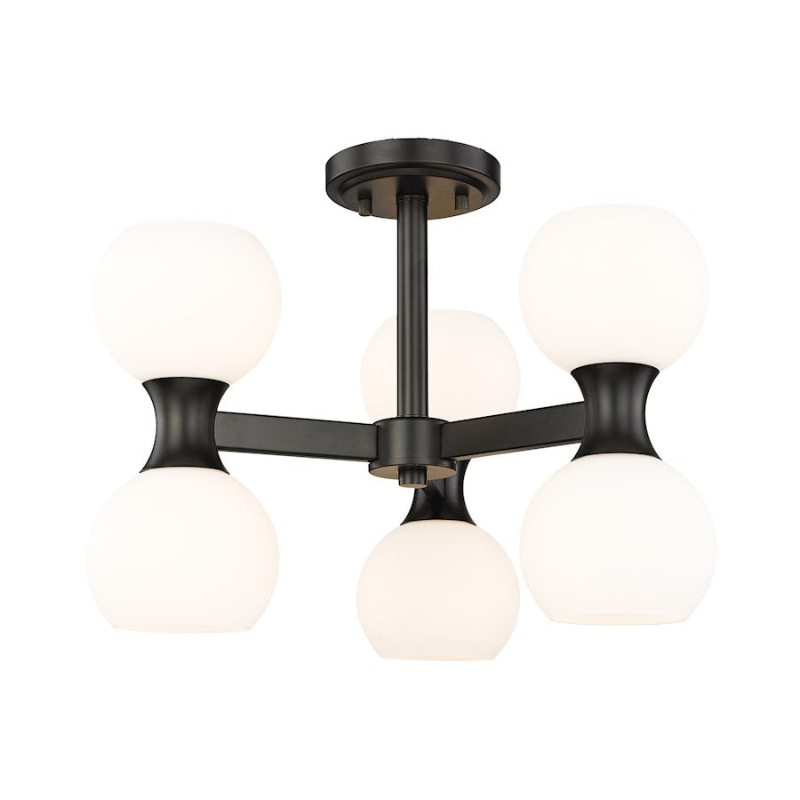 Z-Lite Artemis 6 Light Semi Flush Mount, Matte Black/Matte Opal - 494-6SF-MB