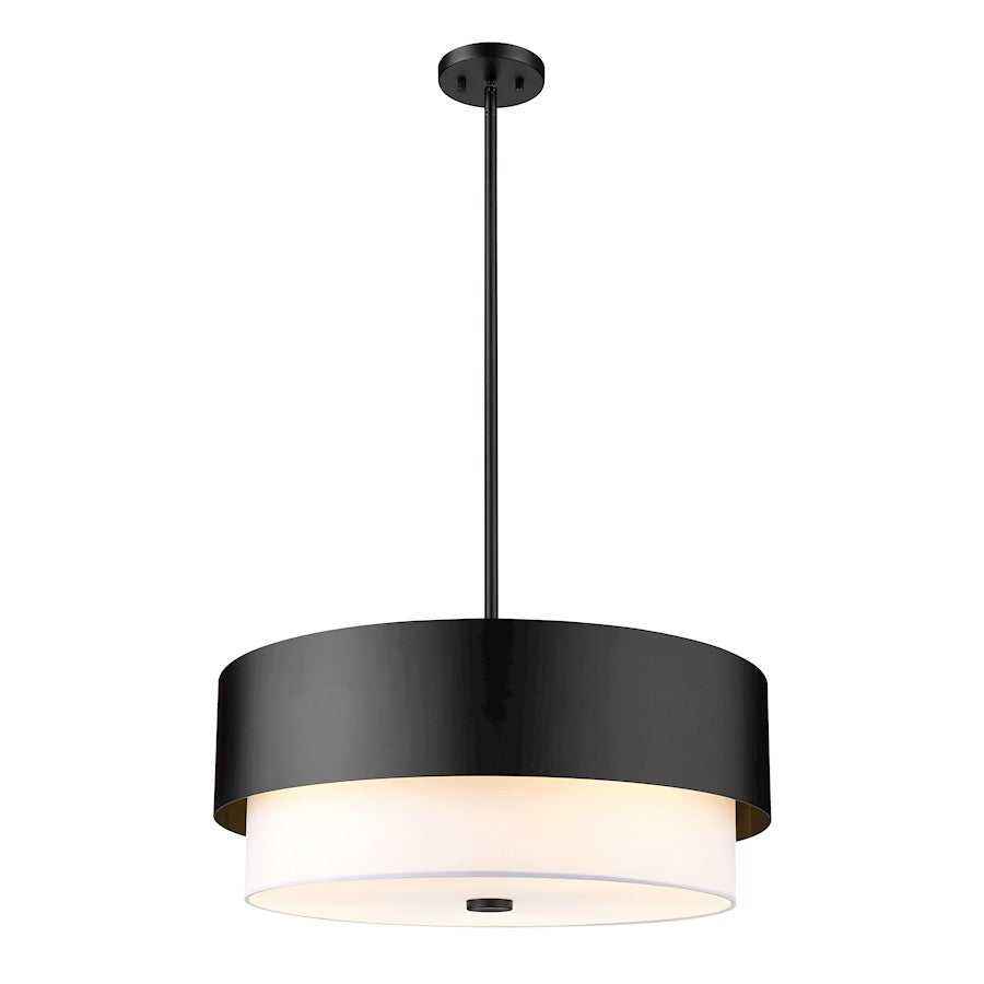 Z-Lite Counterpoint 5 Light Pendant, Matte Black/White - 495P24-MB