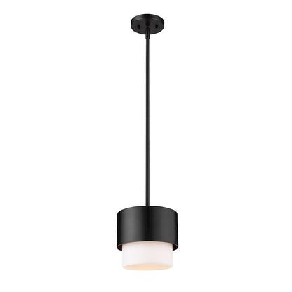 Z-Lite Counterpoint 1 Light 7" Pendant, Matte Black/White - 495P7-MB