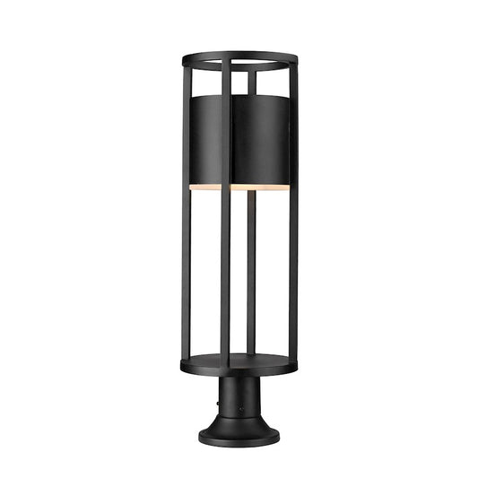 Z-Lite Luca 1 Light 31" Outdoor Pier Mount, Black/Etched - 517PHB-553PM-BK-LED