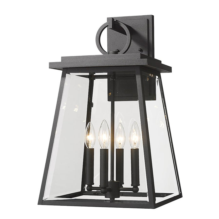 Z-Lite Broughton 4 Light Outdoor Wall Sconce, Black/Clear Beveled - 521B-BK