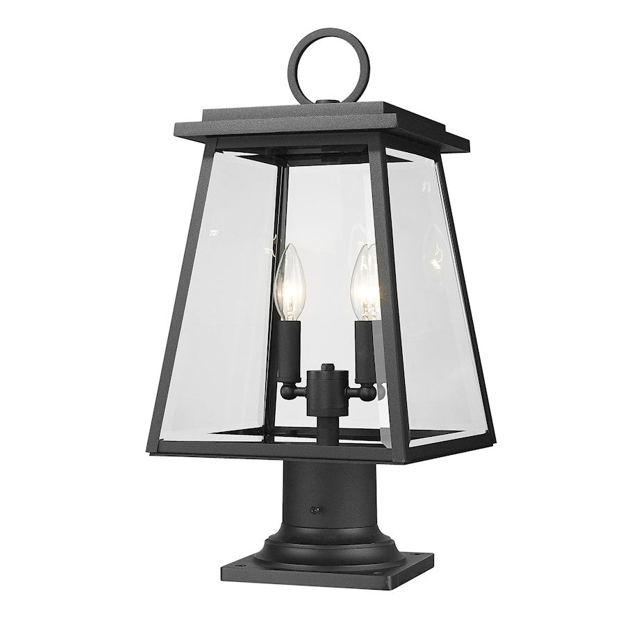 Z-Lite Broughton 2 Light 17" Outdoor Pier Mount, Black/Clear - 521PHMR-533PM-BK