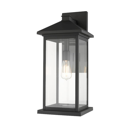 Z-Lite Portland 1 Light 10.75" Outdoor Sconce, Black/Clear Beveled - 531BXL-BK