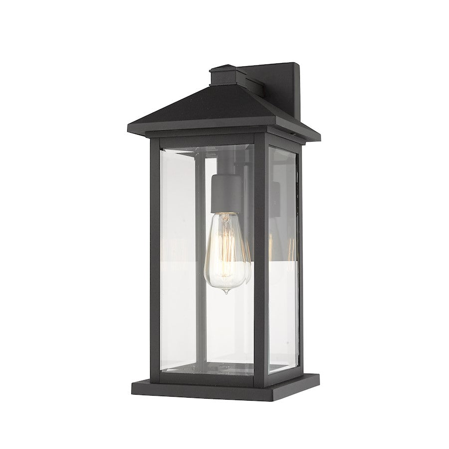 Z-Lite Portland 1 Light 9.25" Outdoor Sconce, Black/Clear Beveled - 531MXL-BK