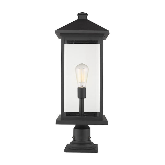 Z-Lite Portland 1 Light Outdoor Pier Mount, Black/Clear - 531PHBXLR-533PM-BK