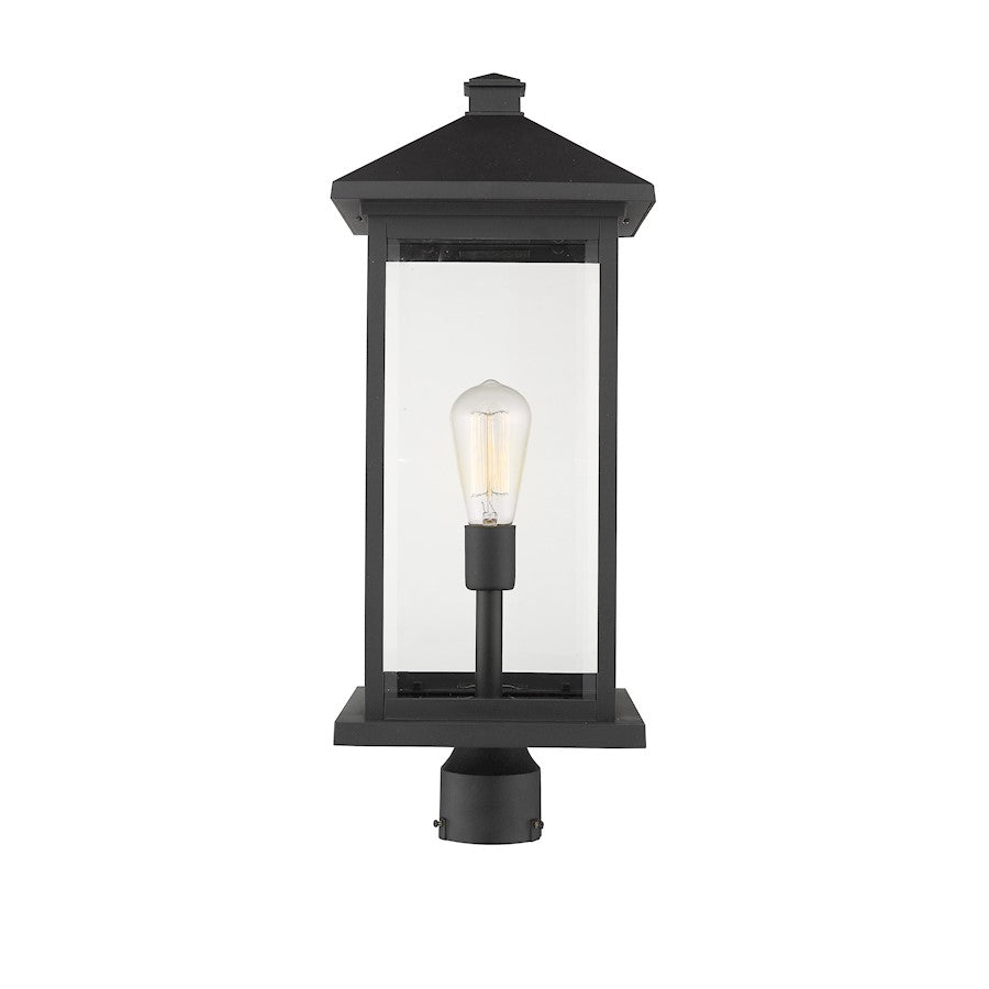 Z-Lite 1 Light Portland Outdoor Post Mount Fixture, Black - 531PHBXLR-BK