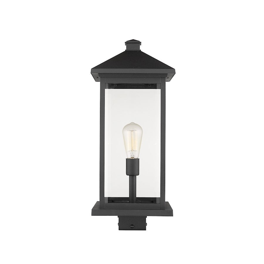 Z-Lite 1 Light Portland 9" Outdoor Post Mount Fixture, Black - 531PHBXLS-BK