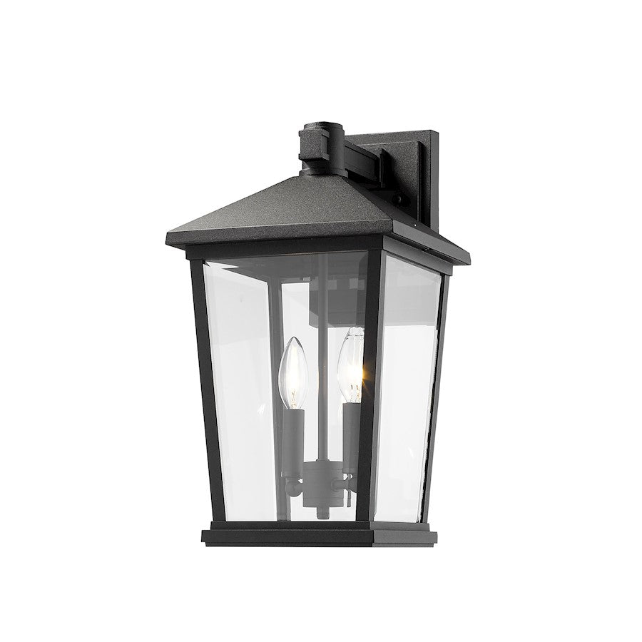 Z-Lite Beacon 2 Light 17.75" Outdoor Wall Sconce, Black/Clear Beveled - 568B-BK