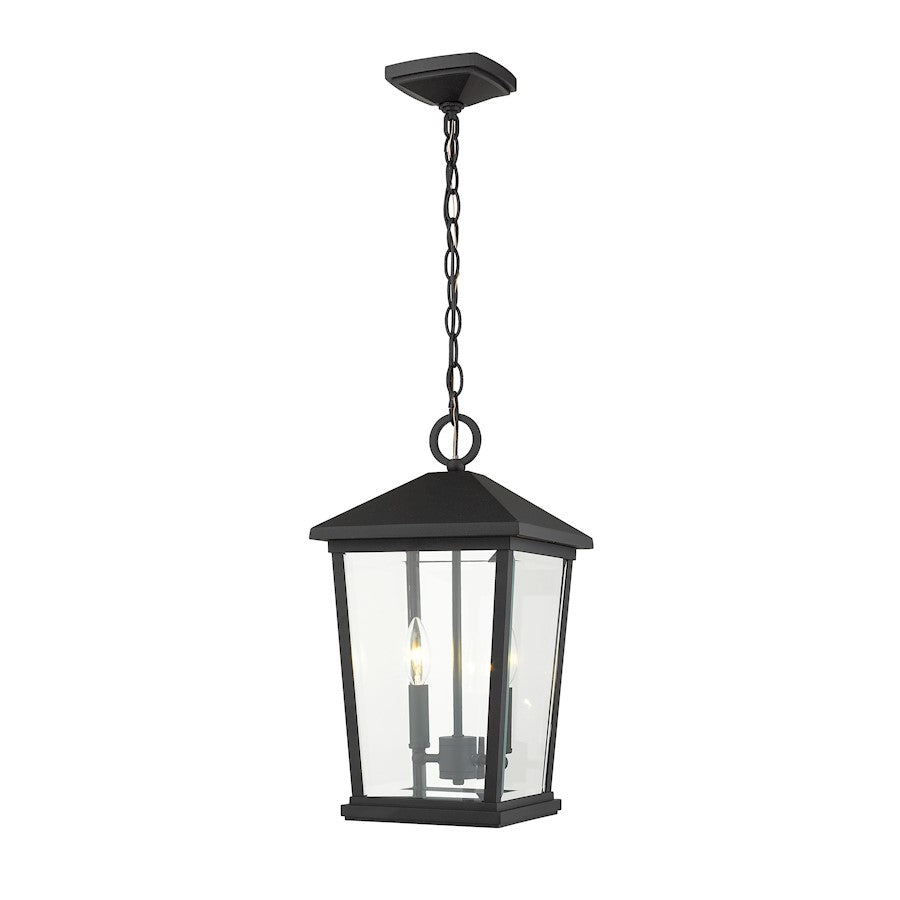 Z-Lite Beacon 2 Light Outdoor Chain Ceiling Fixture, Black/Clear - 568CHB-BK