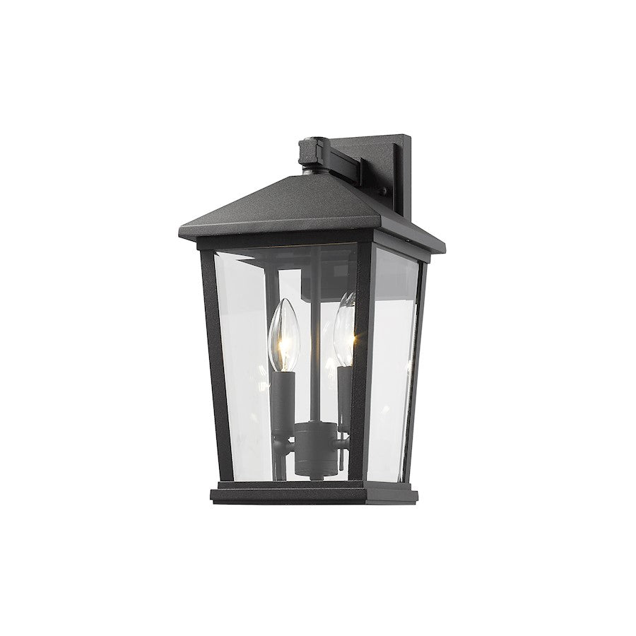 Z-Lite 2 Light Beacon 8" Outdoor Wall Sconce, Black - 568M-BK