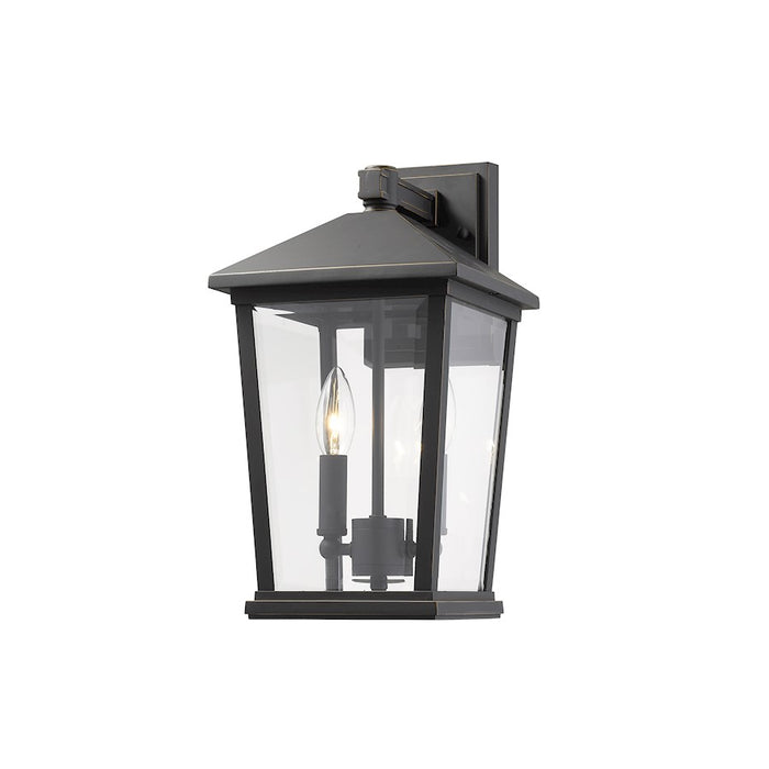 Z-Lite Beacon 2 Light 15" Outdoor Sconce, Bronze/Clear Beveled - 568M-ORB