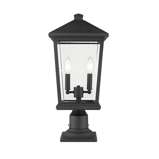 Z-Lite Beacon 2 Light Outdoor Pier Mount, Black/Clear Beveled - 568PHBR-533PM-BK