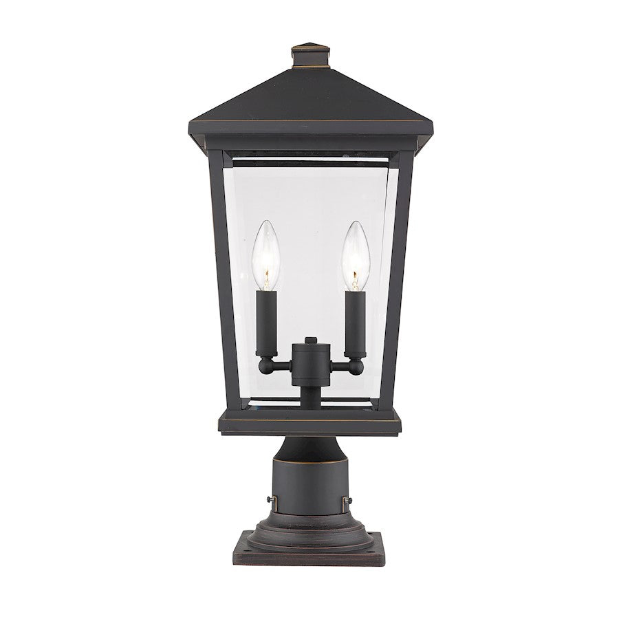 Z-Lite Beacon 2 Light Outdoor Pier Mount, Bronze/Clear - 568PHBR-533PM-ORB