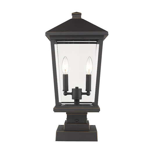 Z-Lite 2 Light Beacon 12" Outdoor Pier Mount, Bronze - 568PHBS-SQPM-ORB