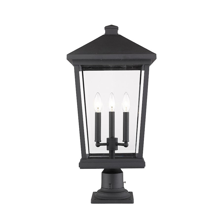 Z-Lite 3 Light Beacon 12" Outdoor Pier Mount, Black - 568PHXLR-533PM-BK
