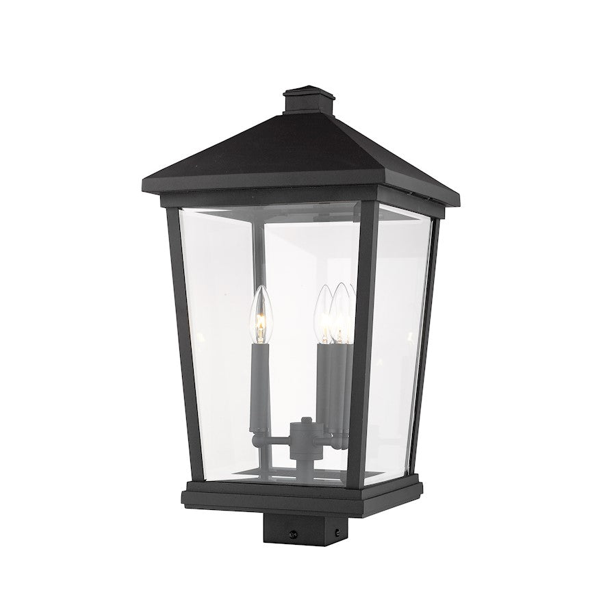 Z-Lite Beacon 3 Light 22.25" Outdoor Post Mount, Black/Clear - 568PHXLS-BK