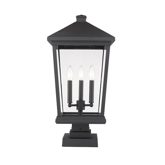 Z-Lite 3 Light Beacon 12" Square Outdoor Pier Mount, Black - 568PHXLS-SQPM-BK