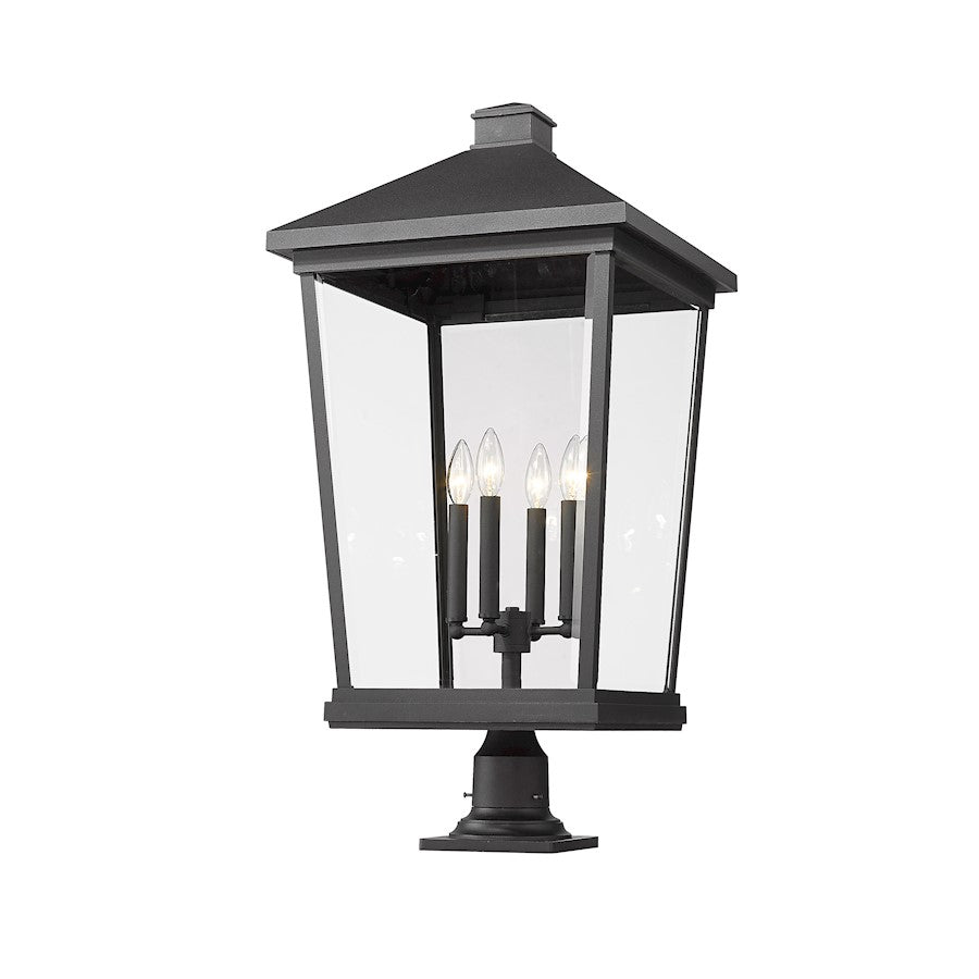 Z-Lite Beacon 4 Light Outdoor Pier Mount, Black