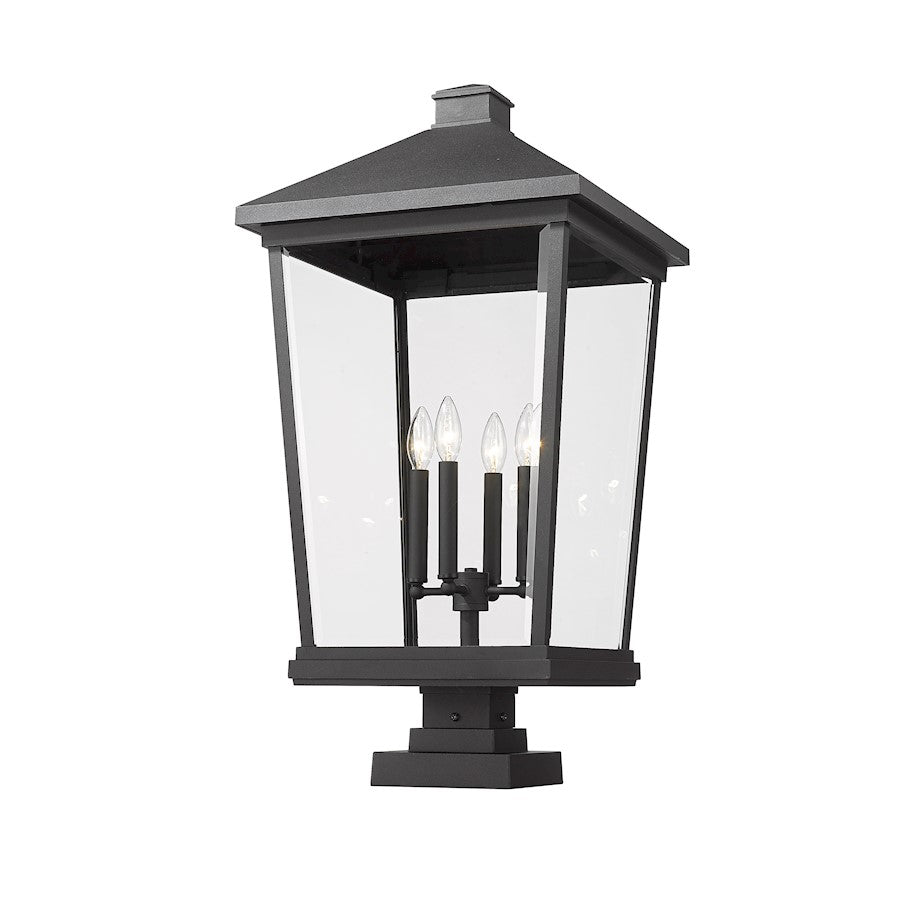 Z-Lite Beacon 4 Light Outdoor Pier Mount, Black