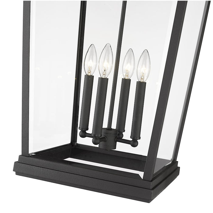 Z-Lite Beacon 4 Light Outdoor Wall Sconce in Black/Clear Beveled