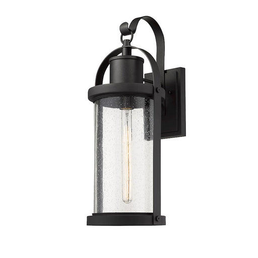 Z-Lite Roundhouse 1 Light 9.25" Outdoor Wall Sconce, Black/Clear Seedy - 569B-BK