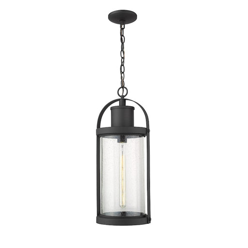 Z-Lite Roundhouse 1 Light Outdoor Chain Ceiling Fixture, Black/Clear - 569CHB-BK