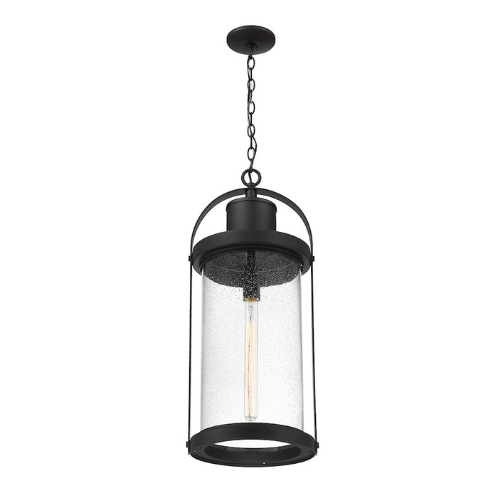 Z-Lite Roundhouse 1 Light 28" Outdoor Chain Ceiling, Black/Seedy