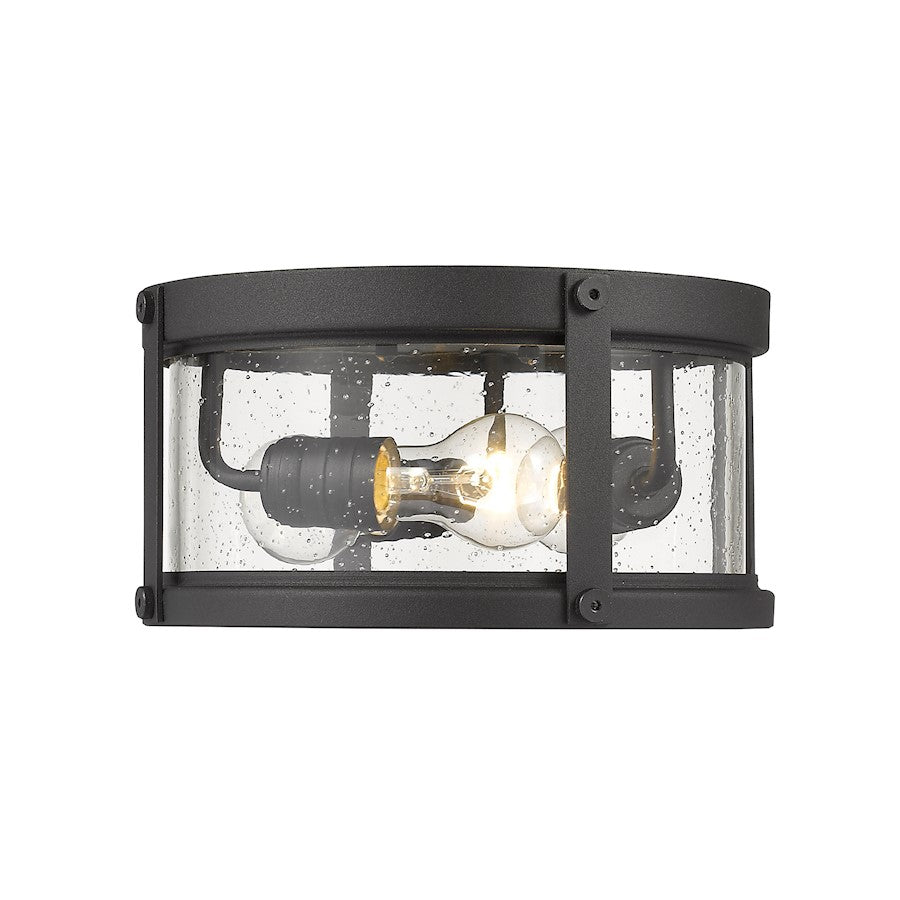 Z-Lite Roundhouse 3 Light Outdoor Flush Mount, Black/Clear Seedy - 569F-BK