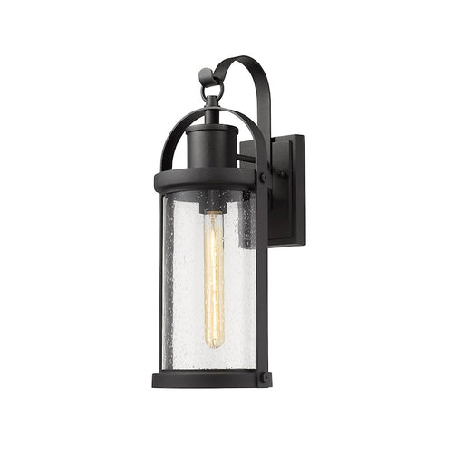 Z-Lite Roundhouse 1 Light 7.50" Outdoor Wall Sconce, Black/Clear Seedy - 569M-BK