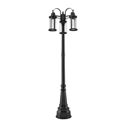 Z-Lite Roundhouse 3 Light 102" Outdoor Post Mount, Black/Seedy