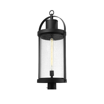 Z-Lite Roundhouse 1 Light 31" Outdoor Post Mount, Black/Seedy