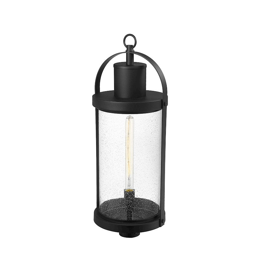 Z-Lite Roundhouse 1 Light 31" Outdoor Post Mount, Black/Seedy