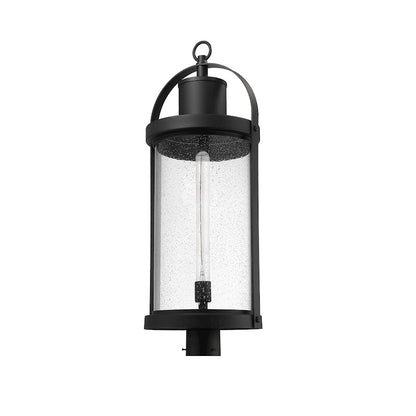 Z-Lite Roundhouse 1 Light 31" Outdoor Post Mount, Black/Seedy