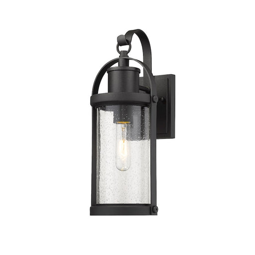 Z-Lite Roundhouse 1 Light Outdoor Wall Sconce, Black/Clear Seedy - 569S-BK