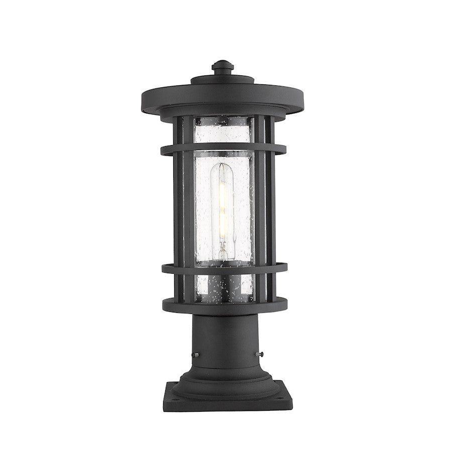 Z-Lite Jordan 1 Light 8" Sq. Outdoor Pier Mount, Black/Clear - 570PHM-533PM-BK