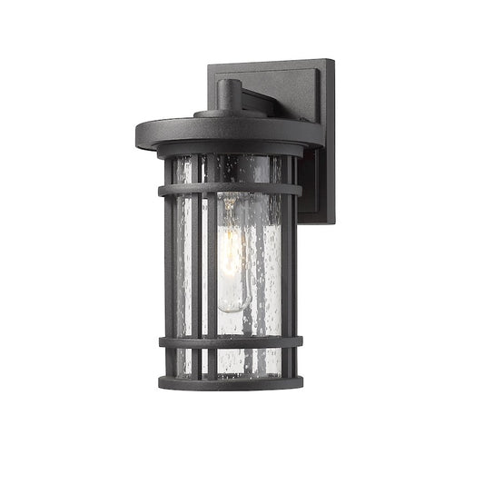 Z-Lite Jordan 1 Light 6" Outdoor Wall Sconce, Black/Clear Seedy - 570S-BK