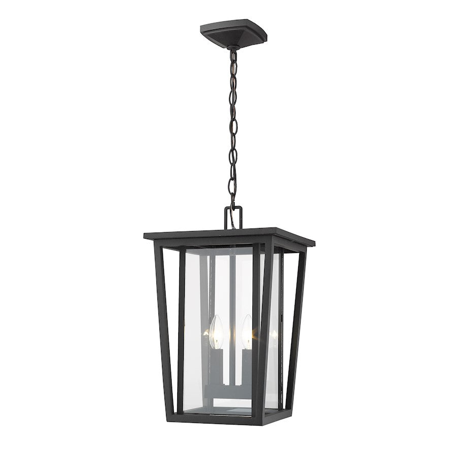 Z-Lite 2 Light Seoul 11" Outdoor Chain Mount Ceiling Fixture, Black - 571CHB-BK