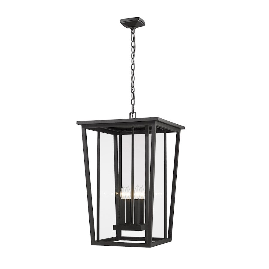 Z-Lite Seoul 4 Lt Outdoor Chain Mount Ceiling Fixture, Black/Clear - 571CHXXL-BK