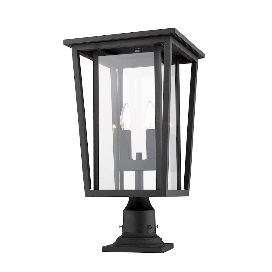 Z-Lite Seoul 2 Light Outdoor Pier Mount Fixture, Black/Clear - 571PHBR-533PM-BK