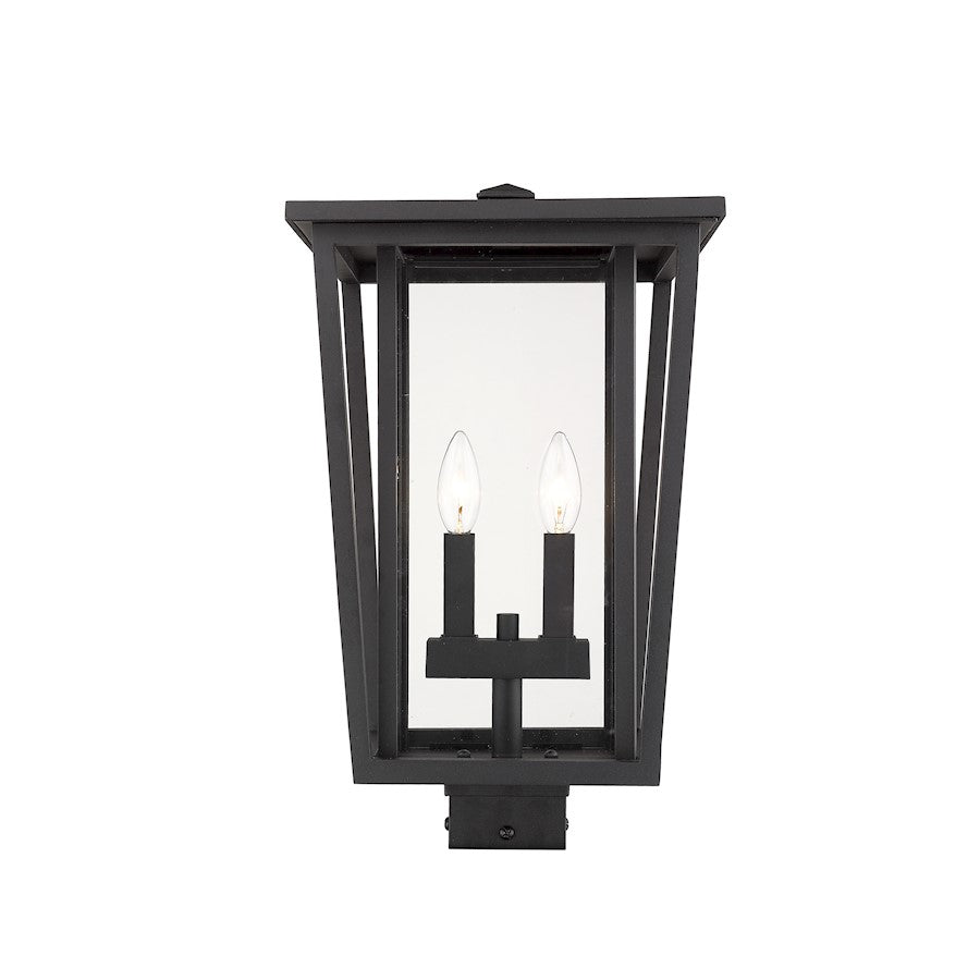 Z-Lite 2 Light Seoul HBS 11" Outdoor Post Mount Fixture, Black - 571PHBS-BK