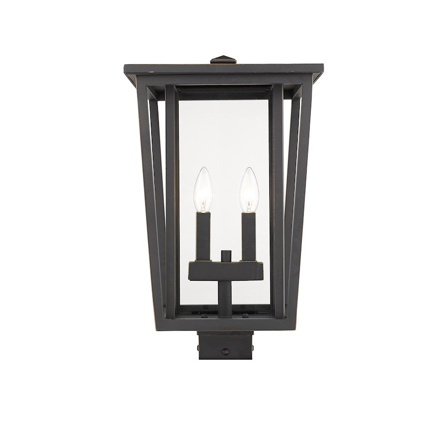 Z-Lite Seoul 2 Light 18.25" Outdoor Post Mount, Bronze/Clear - 571PHBS-ORB