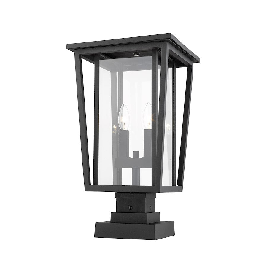 Z-Lite 2 Light Seoul 11" Outdoor Square Pier Mount, Black - 571PHBS-SQPM-BK