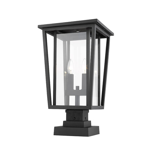 Z-Lite 2 Light Seoul 11" Outdoor Square Pier Mount, Black - 571PHBS-SQPM-BK