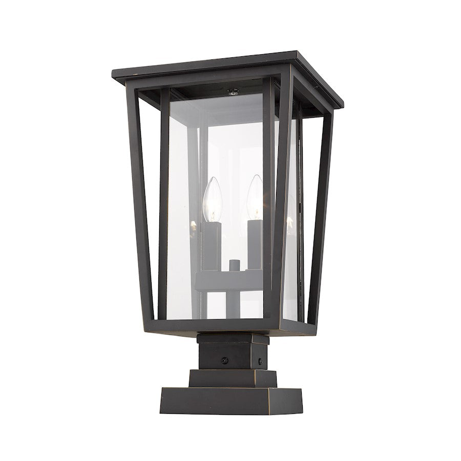 Z-Lite Seoul 2 Light Sq. Outdoor Pier Mount, Bronze/Clear - 571PHBS-SQPM-ORB