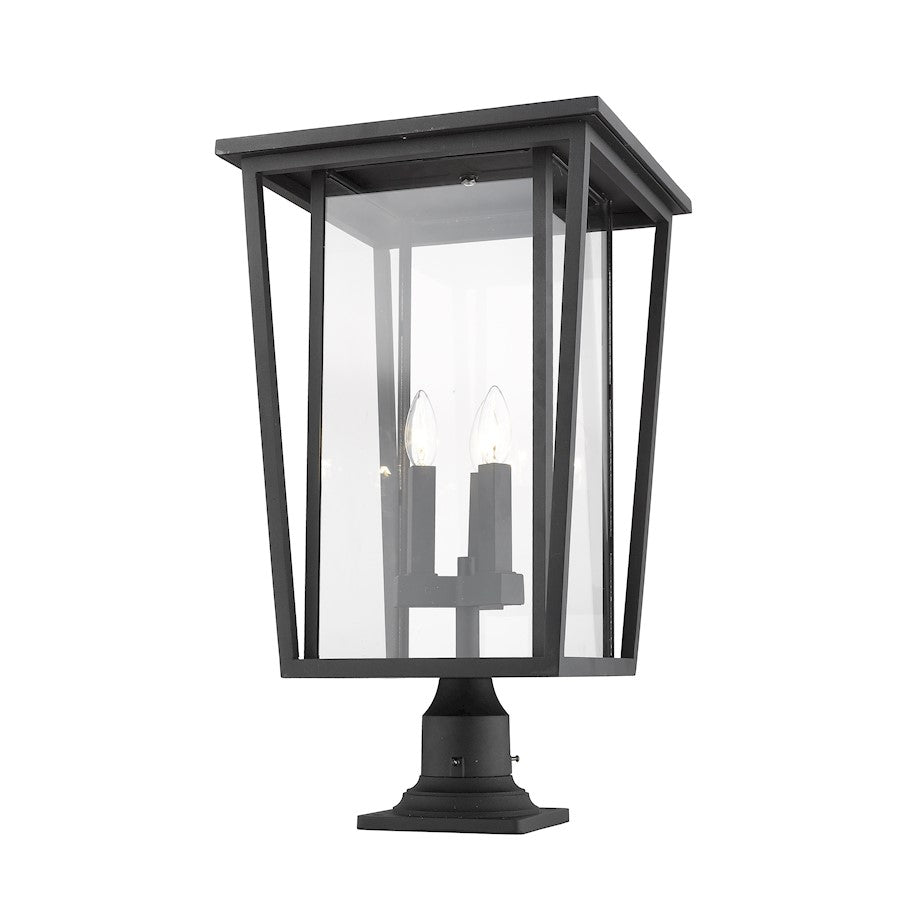 Z-Lite Seoul 3 Light Outdoor Pier Mount, Black/Clear - 571PHXLR-533PM-BK