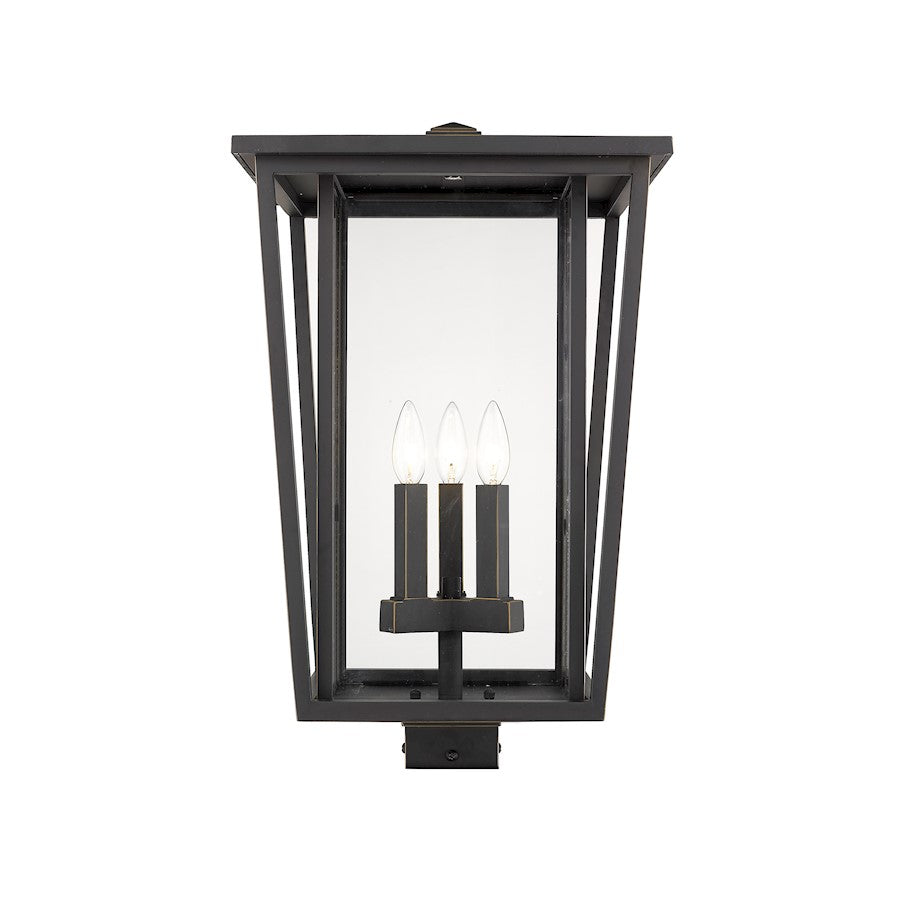 Z-Lite Seoul 3 Light 22.25" Outdoor Post Mount, Bronze/Clear - 571PHXLS-ORB